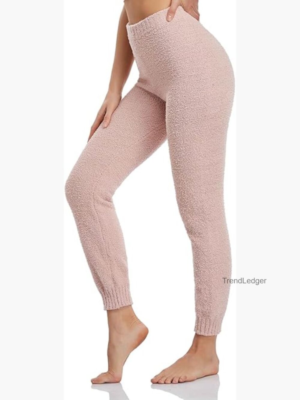 Cozy Plush Joggers High Waisted Loungewear Pajama Pants with Cuffs